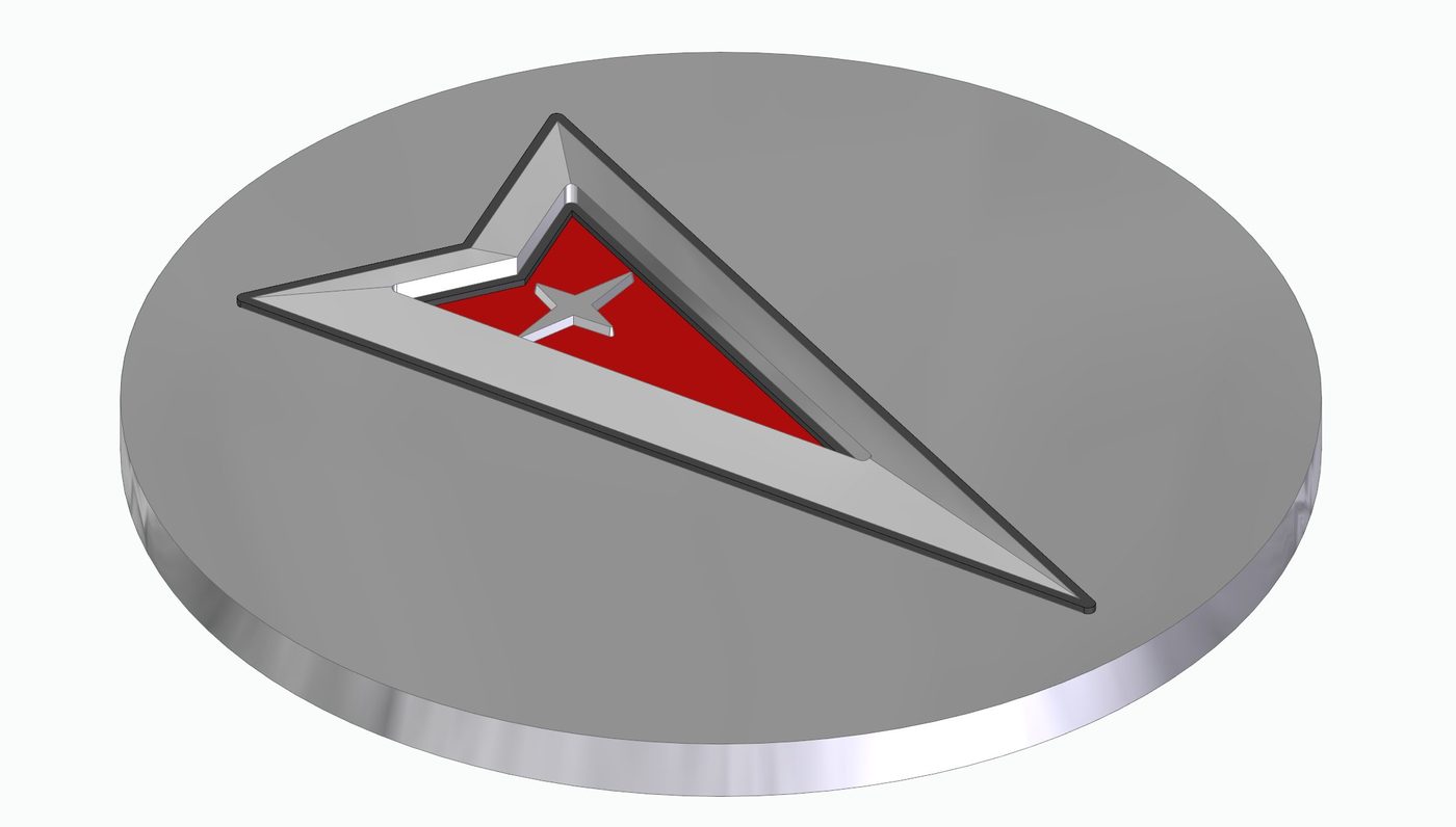 3D CAD render of the arrowhead on a circular puck